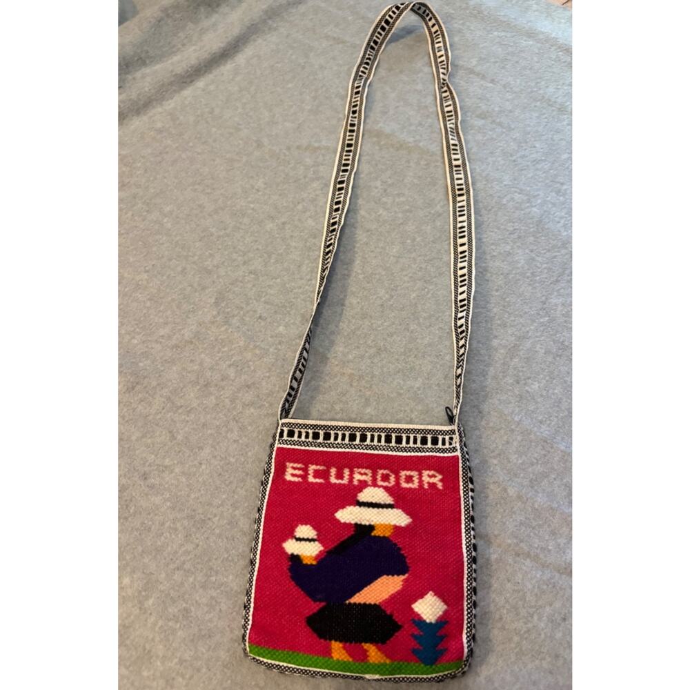 Handwoven satchel from Ecuador, 6 x 6, with crossbody strap and zipper closure